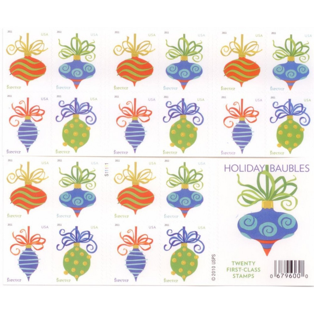 (2011) US Holiday Baubles Forever Stamps Booklet of 20