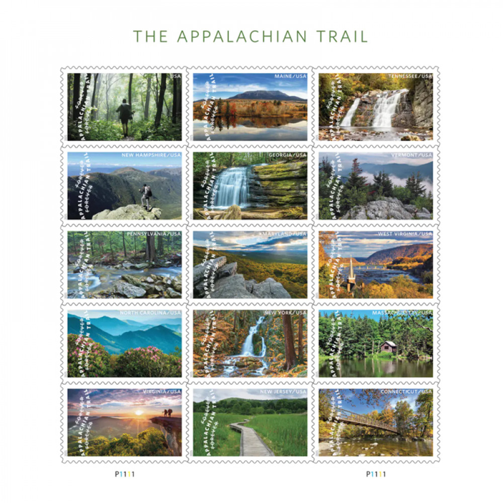 (2025) The Appalachian Trail Forever Stamps, Sheet of 15 | Multiple Stamp Designs